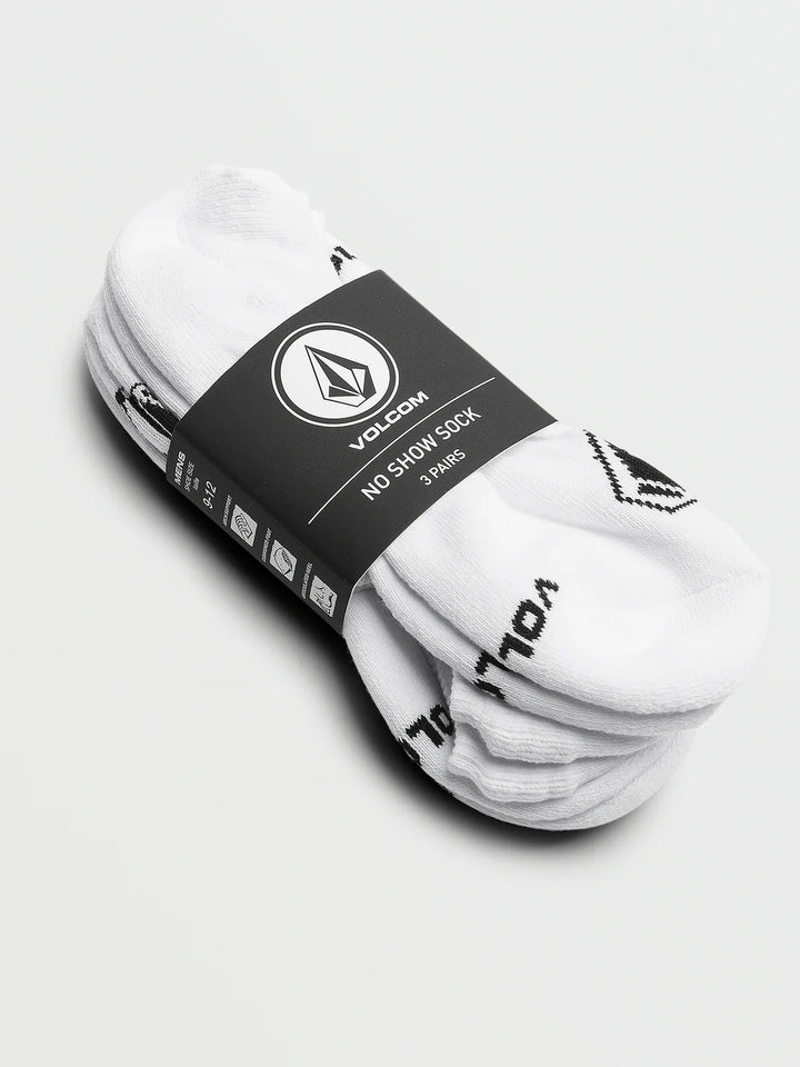 Volcom STONES NO-SHOW 3 PACK SOCKS - WHITE (WHT)