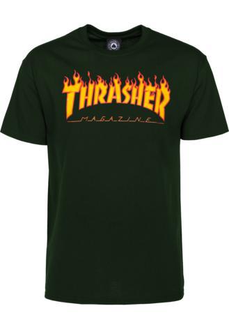 Thrasher Flame Tee - Forest Green