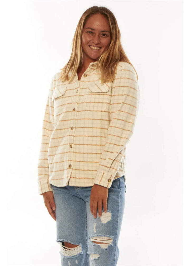 Sisstr Barker Fleece Hemd - White Sand (WHS)