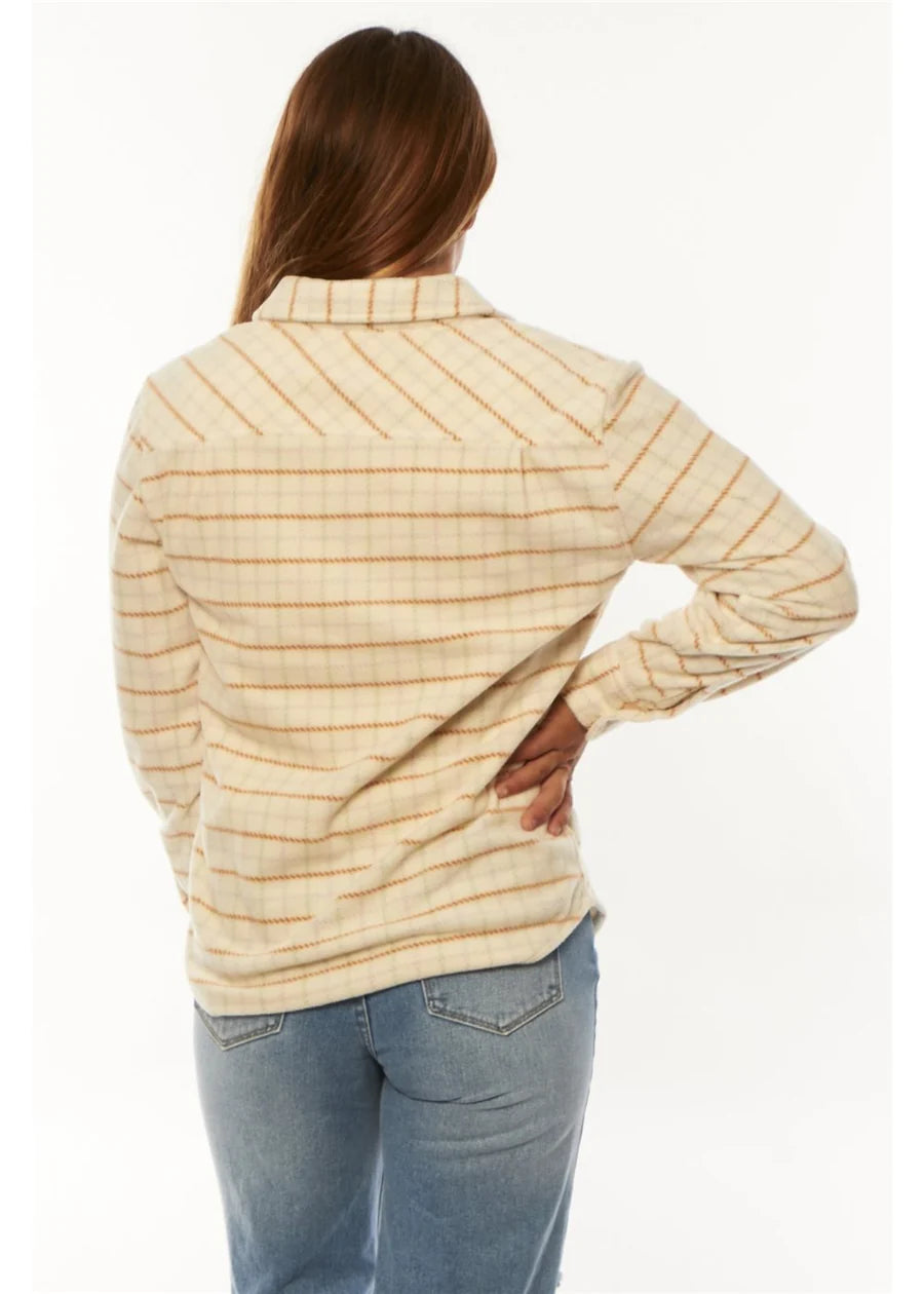 Sisstr Barker Fleece Hemd - White Sand (WHS)